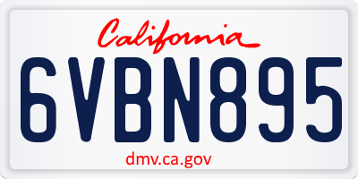 CA license plate 6VBN895