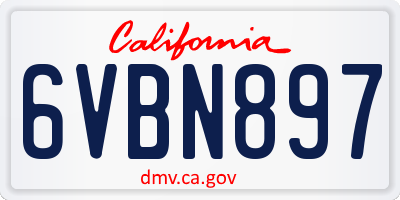 CA license plate 6VBN897