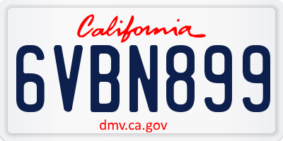 CA license plate 6VBN899