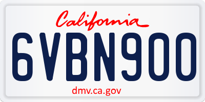 CA license plate 6VBN900