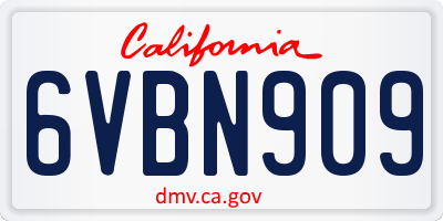 CA license plate 6VBN909