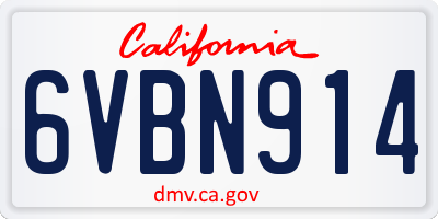 CA license plate 6VBN914