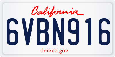 CA license plate 6VBN916