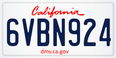 CA license plate 6VBN924