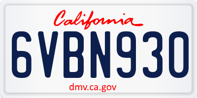CA license plate 6VBN930