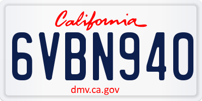 CA license plate 6VBN940