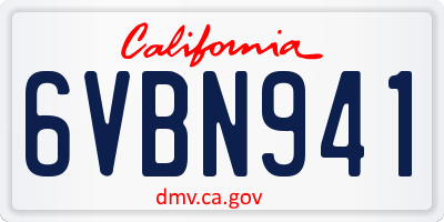 CA license plate 6VBN941