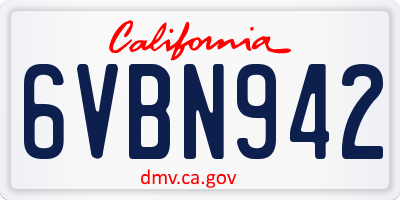 CA license plate 6VBN942