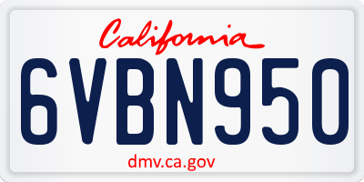 CA license plate 6VBN950