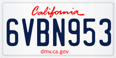 CA license plate 6VBN953