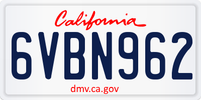 CA license plate 6VBN962