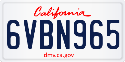 CA license plate 6VBN965