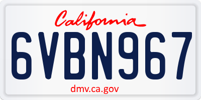 CA license plate 6VBN967