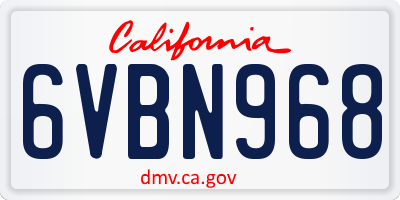 CA license plate 6VBN968