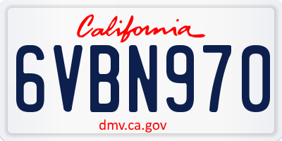 CA license plate 6VBN970