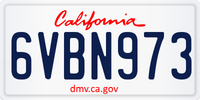 CA license plate 6VBN973