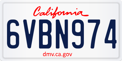 CA license plate 6VBN974