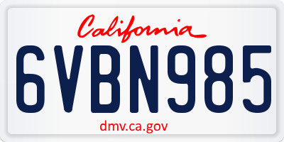 CA license plate 6VBN985