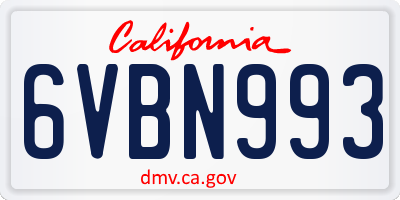 CA license plate 6VBN993