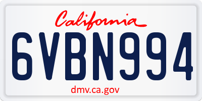 CA license plate 6VBN994