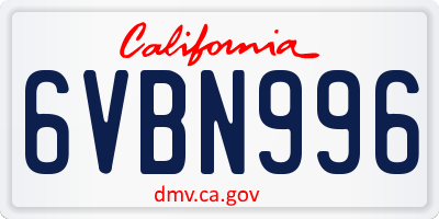 CA license plate 6VBN996