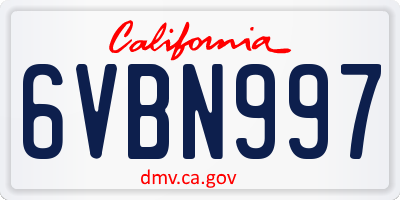 CA license plate 6VBN997