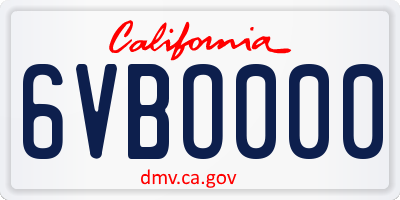 CA license plate 6VBO000