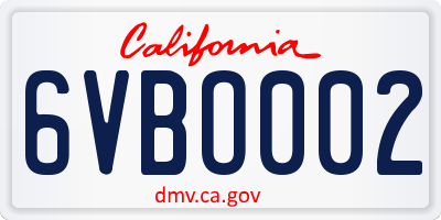 CA license plate 6VBO002
