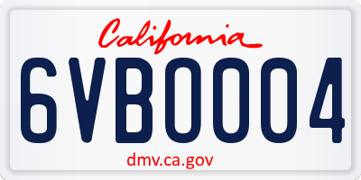 CA license plate 6VBO004