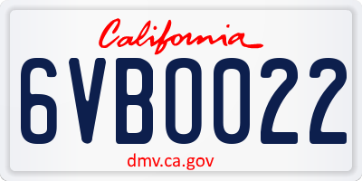 CA license plate 6VBO022