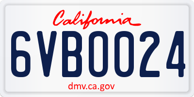 CA license plate 6VBO024
