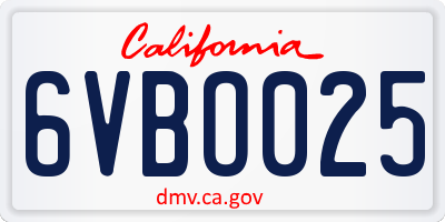 CA license plate 6VBO025