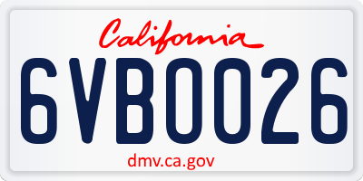 CA license plate 6VBO026