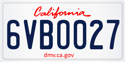 CA license plate 6VBO027
