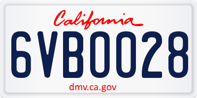 CA license plate 6VBO028