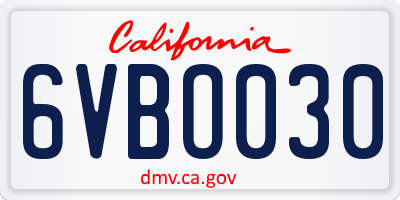 CA license plate 6VBO030