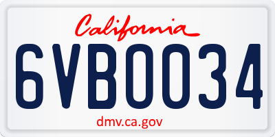 CA license plate 6VBO034