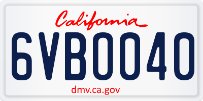 CA license plate 6VBO040