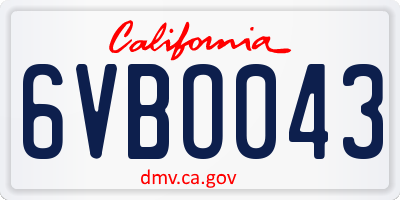 CA license plate 6VBO043