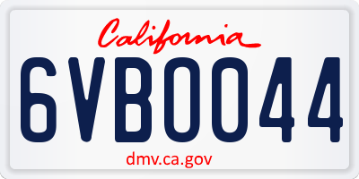 CA license plate 6VBO044