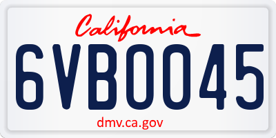 CA license plate 6VBO045