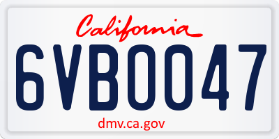 CA license plate 6VBO047