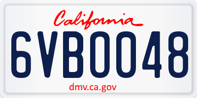 CA license plate 6VBO048