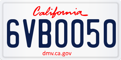 CA license plate 6VBO050