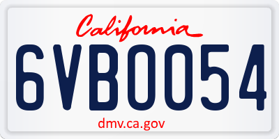 CA license plate 6VBO054