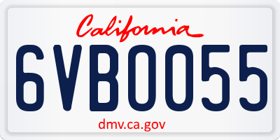 CA license plate 6VBO055