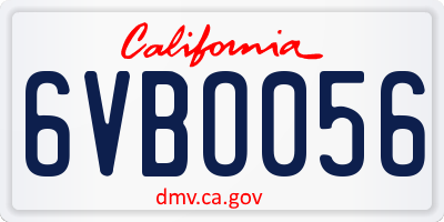 CA license plate 6VBO056