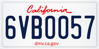 CA license plate 6VBO057