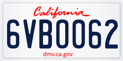 CA license plate 6VBO062