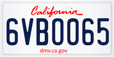 CA license plate 6VBO065